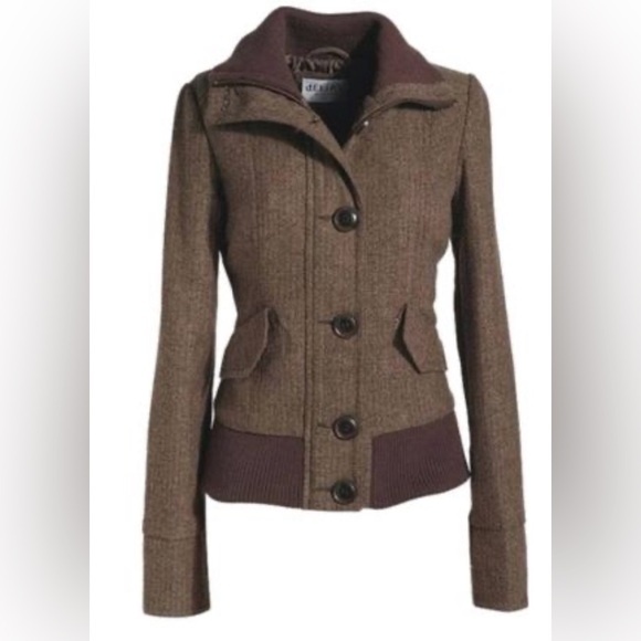 Delias Wool Ronnie Herring Brown Bomber Jacket NWT! dELiA*S - Picture 3 of 12
